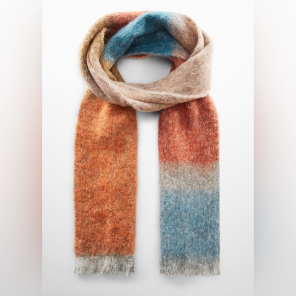 Mango Wool Blend Multi-Color Fringed Scarf - Picture 2 of 6